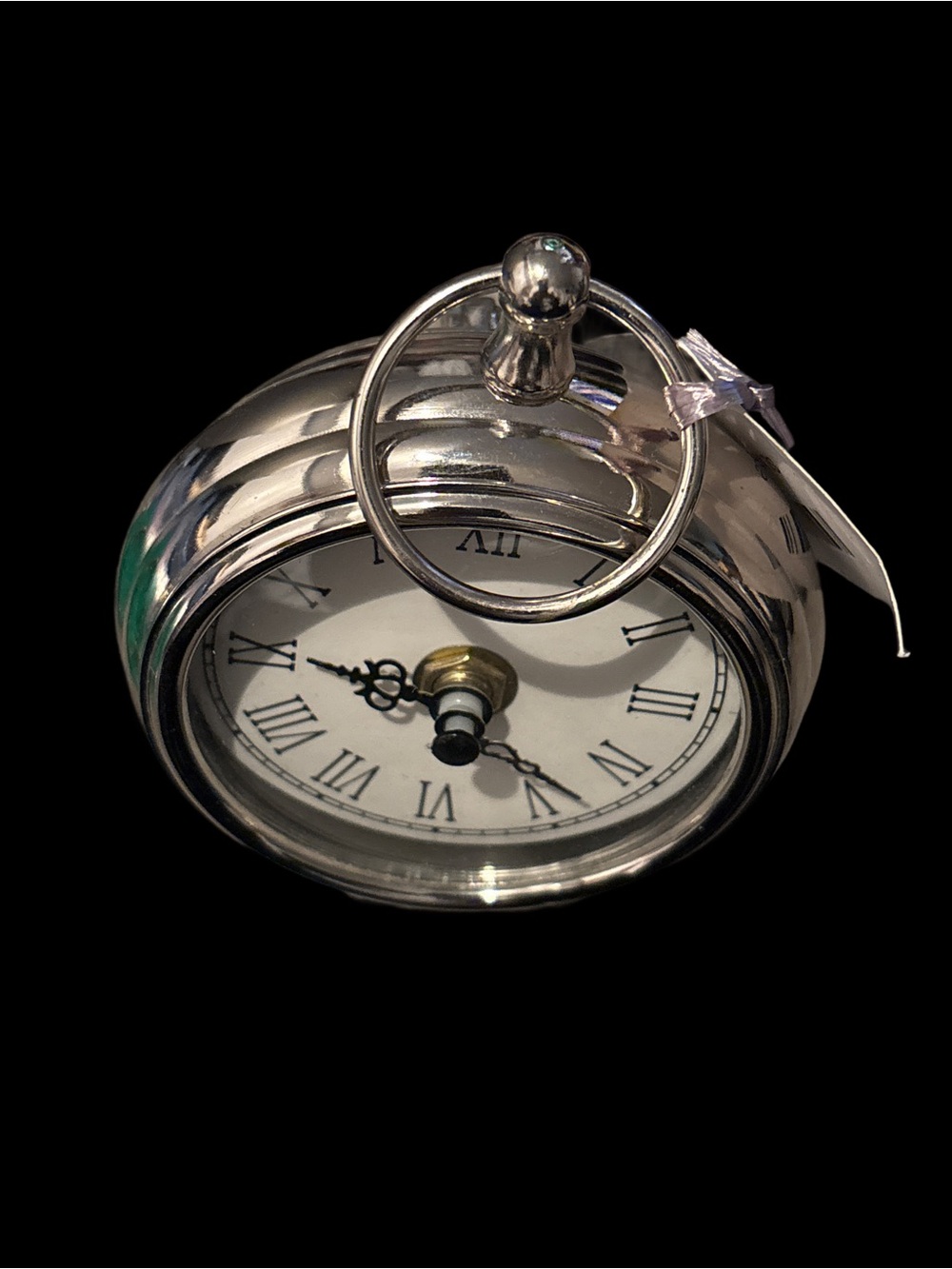 Vintage-Style Silver Mantle Clock - Quartz Roman Numerals - Picture 9 of 10